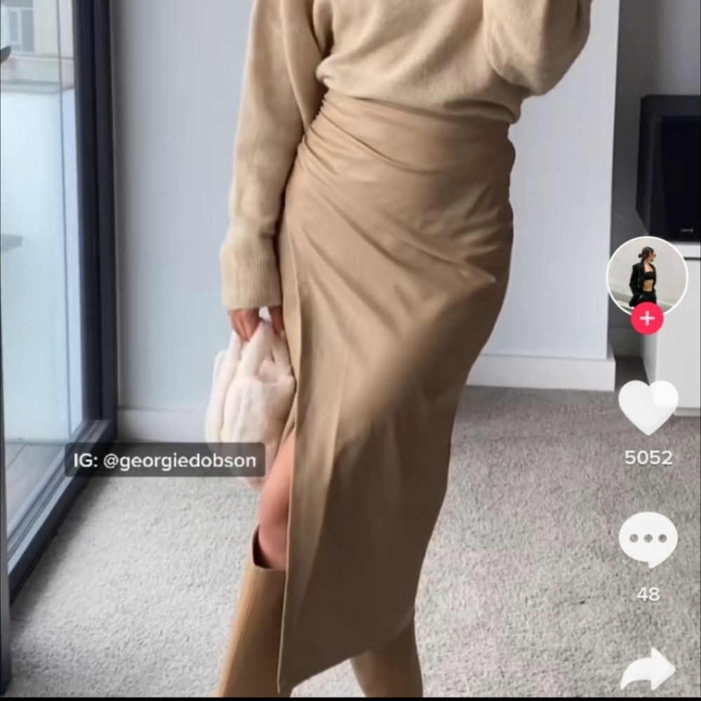 NWT Zara Leather Midi Skirt